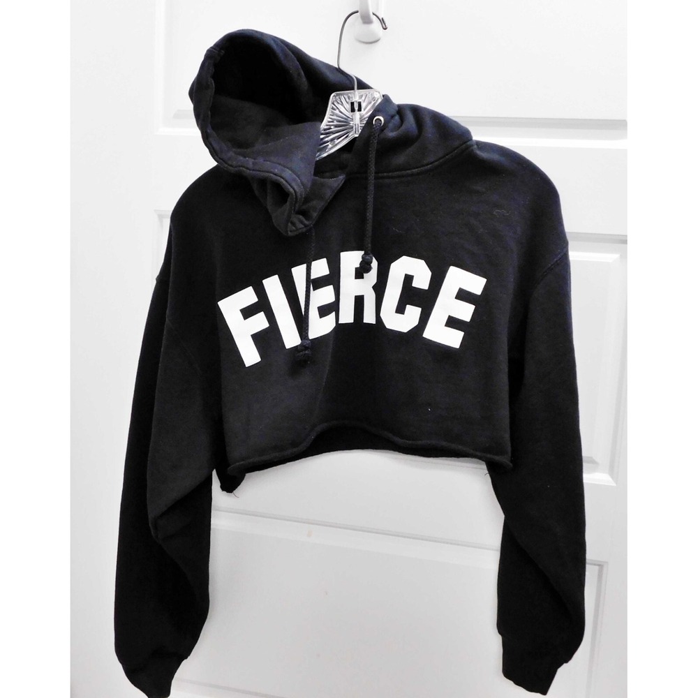 Stylestalker Black Cropped Hoodie "FIERCE" USA size S